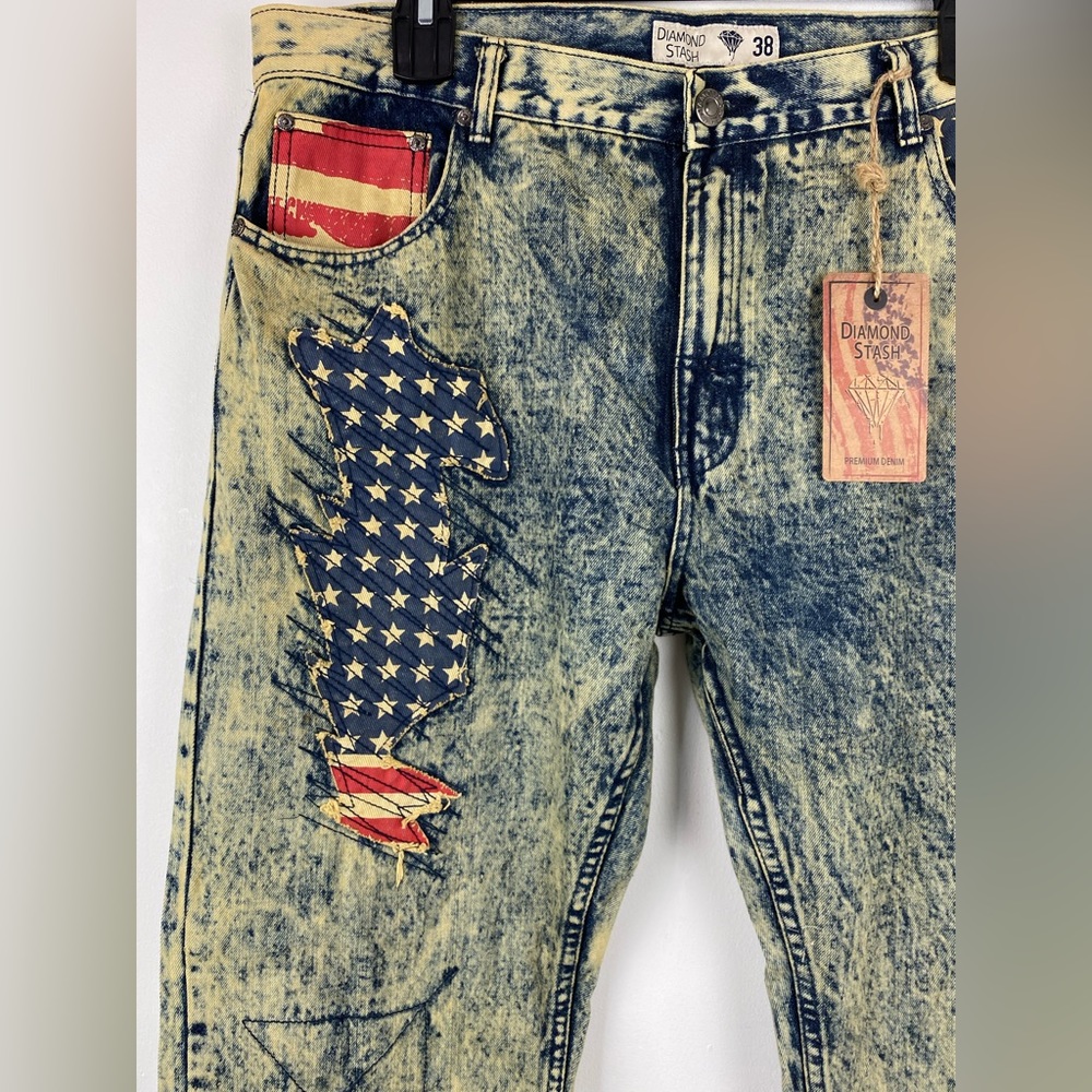Diamond Stash size Large/38 Men’s Sahara American Flag Jacket Vest & Jeans - Picture 9 of 16